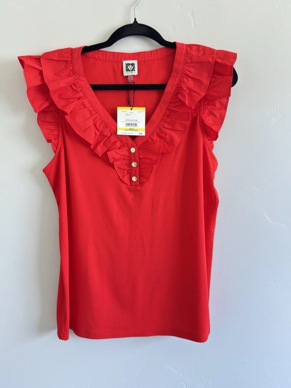 Anne Klein Red Ruffle V-Neck Camisole